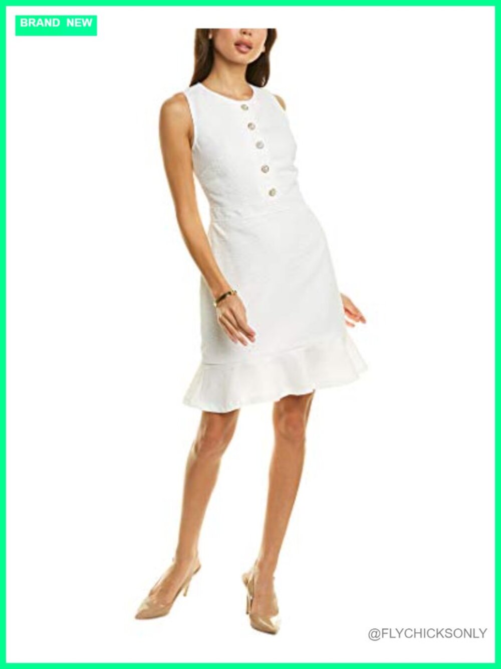 Karl Lagerfeld Tweed Shift Dress with Pockets Sleeveless Office